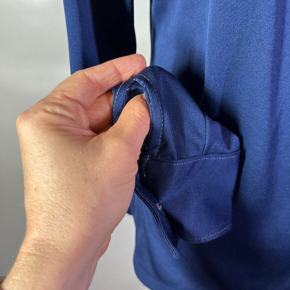 Vintage 1970s Tami Navy Blue Button-Up Shirt Collared Polyester - Picture 9 of 13